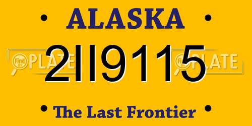 2II9115 Alaska License Plate