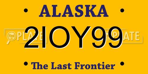 2IOY99 Alaska License Plate