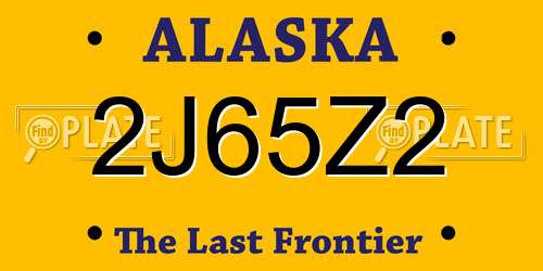 2J65Z2 Alaska License Plate