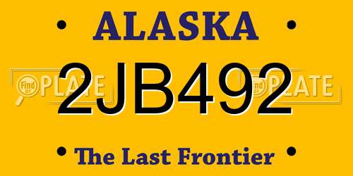 2JB492 Alaska License Plate