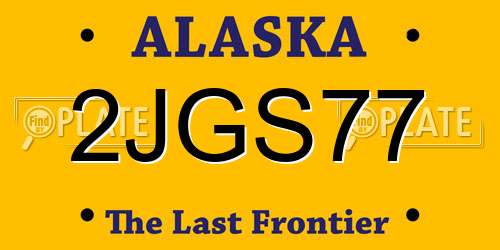 2JGS77 Alaska License Plate