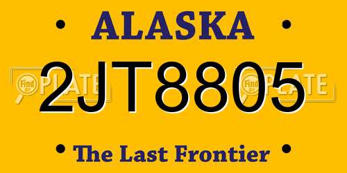 2JT8805 Alaska License Plate