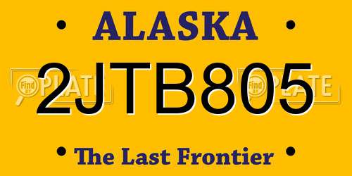 2JTB805 Alaska License Plate