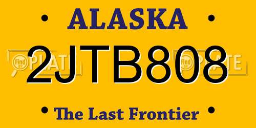 2JTB808 Alaska License Plate