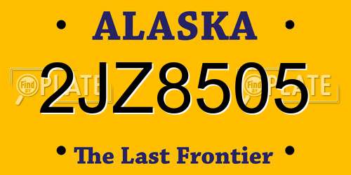 2JZ8505 Alaska License Plate