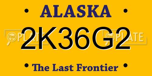 2K36G2 Alaska License Plate
