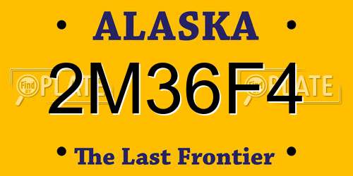 2M36F4 Alaska License Plate