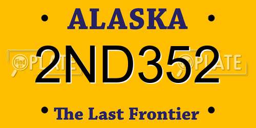 2ND352 Alaska License Plate