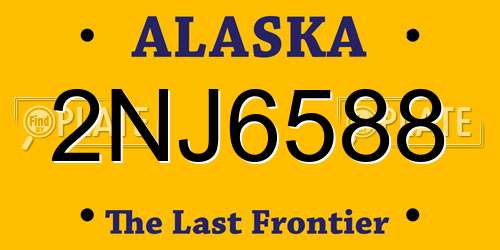 2NJ6588 Alaska License Plate