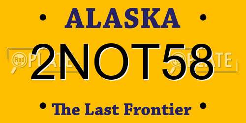 2NOT58 Alaska License Plate
