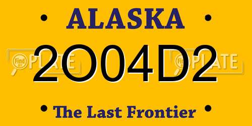 2O04D2 Alaska License Plate