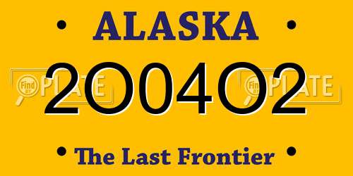 2O04O2 Alaska License Plate