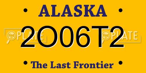 2O06T2 Alaska License Plate