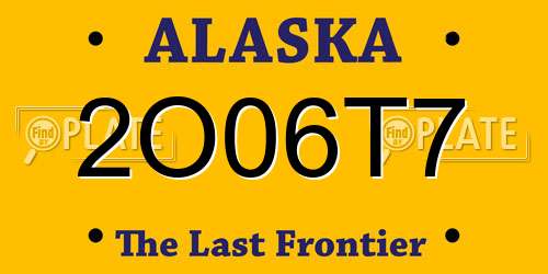 2O06T7 Alaska License Plate