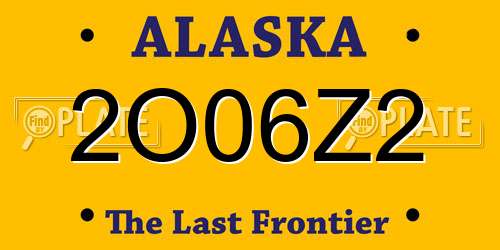 2O06Z2 Alaska License Plate