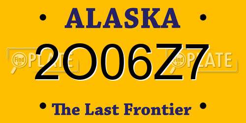2O06Z7 Alaska License Plate