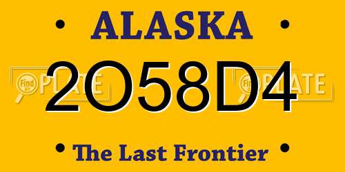 2O58D4 Alaska License Plate