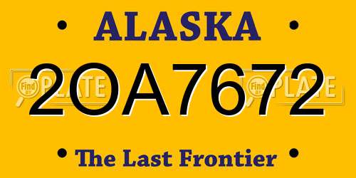 2OA7672 Alaska License Plate