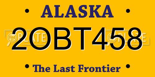2OBT458 Alaska License Plate