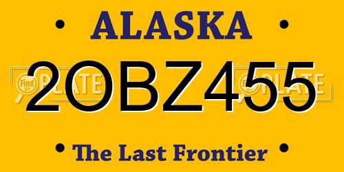2OBZ455 Alaska License Plate