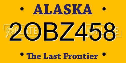 2OBZ458 Alaska License Plate
