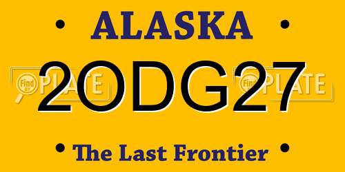 2ODG27 Alaska License Plate
