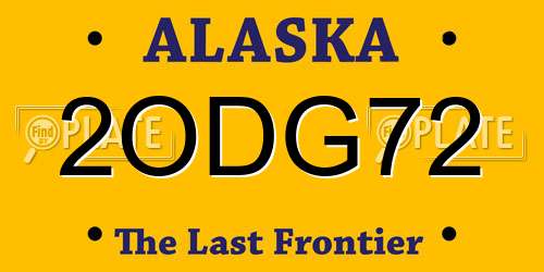 2ODG72 Alaska License Plate