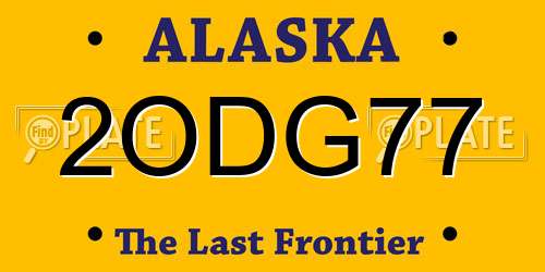 2ODG77 Alaska License Plate
