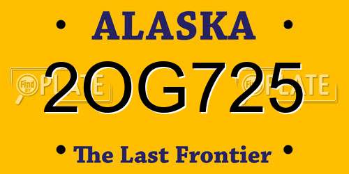 2OG725 Alaska License Plate