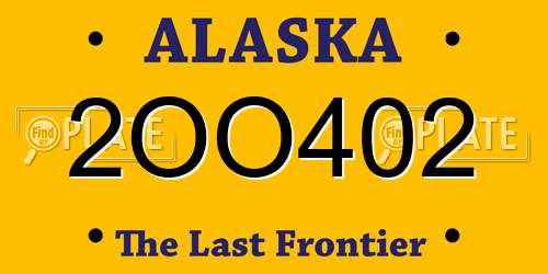 2OO402 Alaska License Plate
