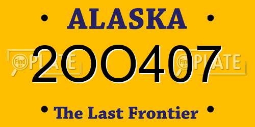 2OO407 Alaska License Plate