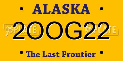 2OOG22 Alaska License Plate