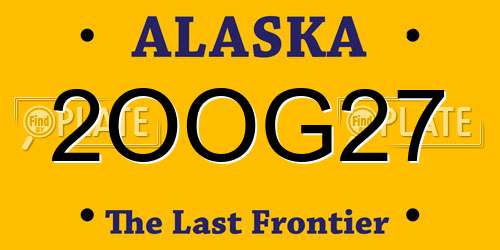 2OOG27 Alaska License Plate