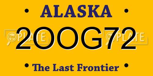 2OOG72 Alaska License Plate
