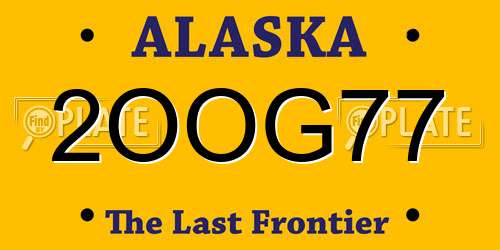 2OOG77 Alaska License Plate