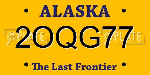 2OQG77 Alaska License Plate