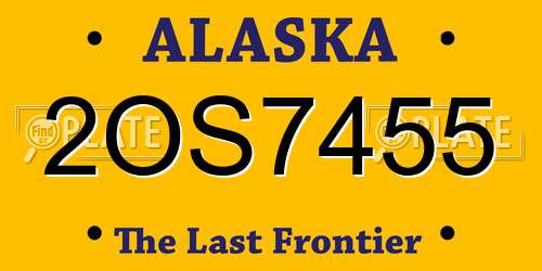 2OS7455 Alaska License Plate