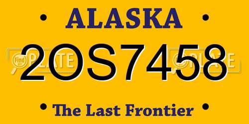 2OS7458 Alaska License Plate
