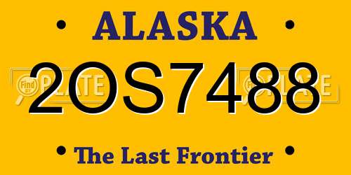 2OS7488 Alaska License Plate