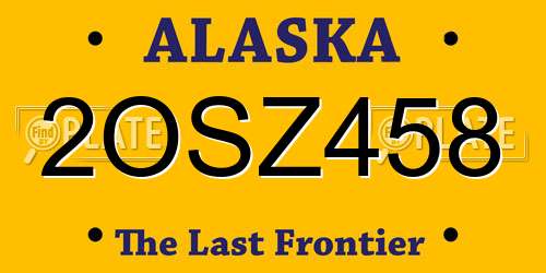 2OSZ458 Alaska License Plate