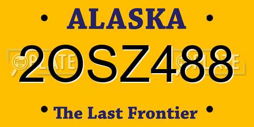 2OSZ488 Alaska License Plate