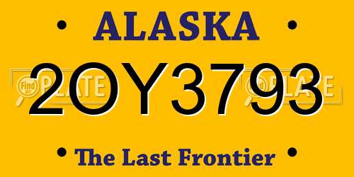2OY3793 Alaska License Plate