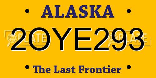 2OYE293 Alaska License Plate
