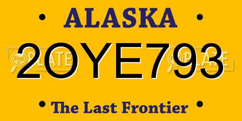 2OYE793 Alaska License Plate