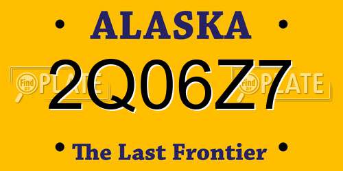 2Q06Z7 Alaska License Plate