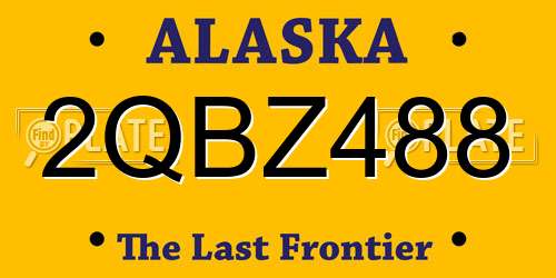 2QBZ488 Alaska License Plate