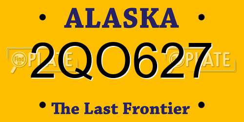 2QO627 Alaska License Plate