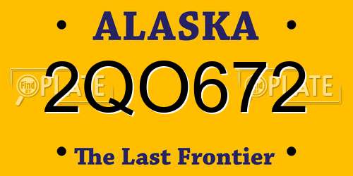 2QO672 Alaska License Plate