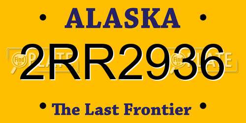 2RR2936 Alaska License Plate