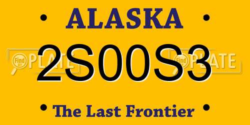 2S00S3 Alaska License Plate